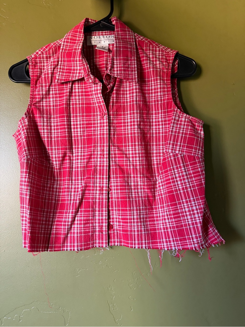 VTG Red plaid crop tank